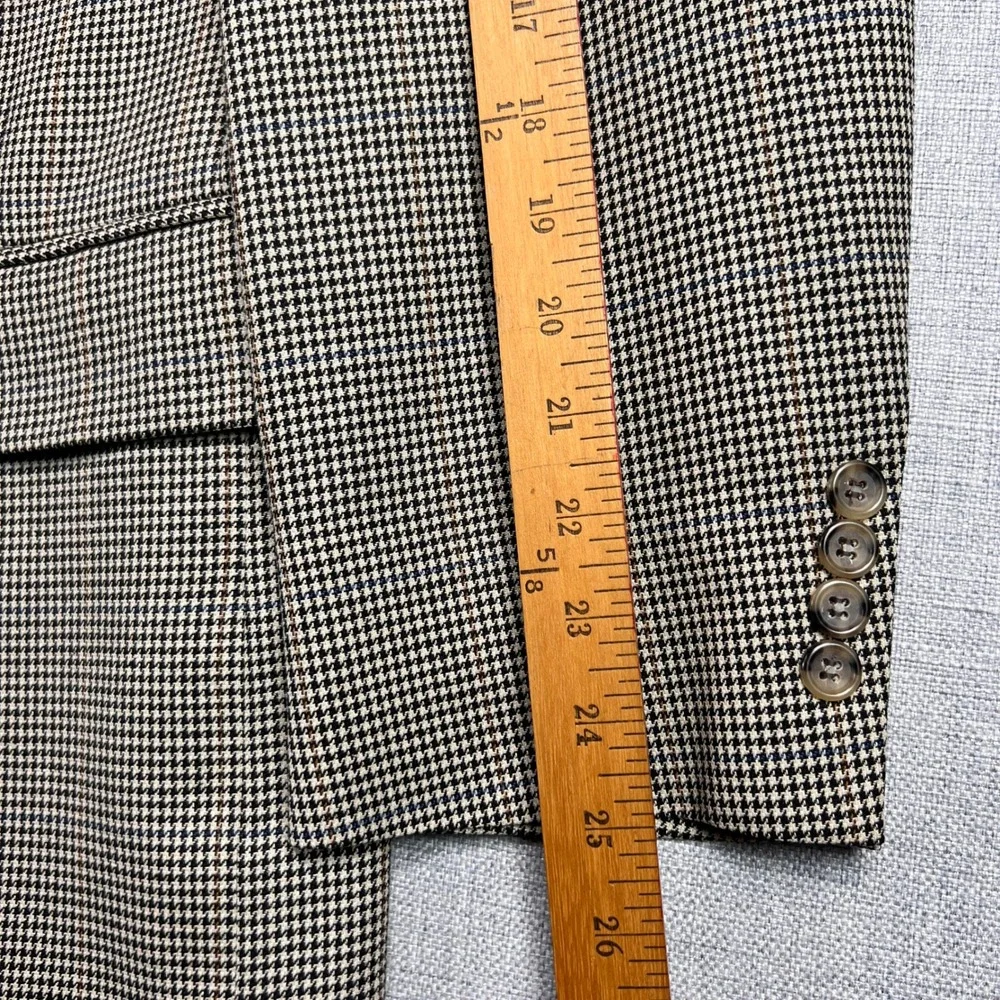 Jos. A. Bank Silk Wool‎ Houndstooth Sport Coat Blazer Men 46R Brown Classic Prep